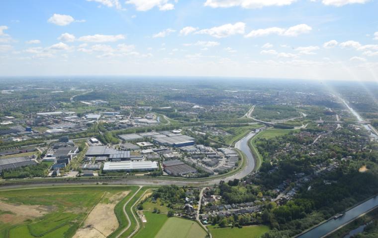 Een luchtbeeld van het bedrijventerrein Mechelen-Noord.