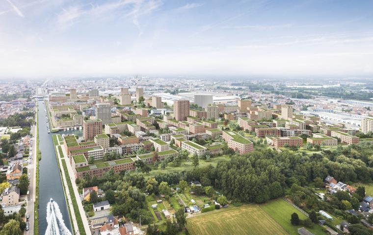 Toekomstbeeld van Ragheno vanuit de lucht gezien