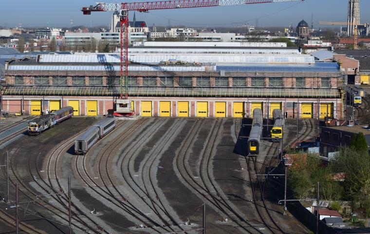 Oude foto van Centrale Werkplaatsen van NMBS