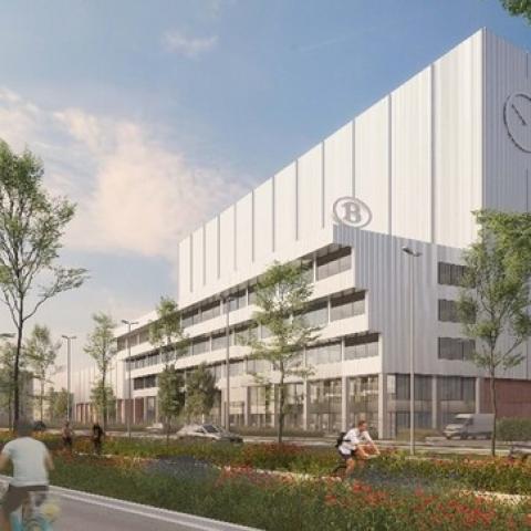 NMBS: render van Nieuw logistiek centrum voor de Centrale Werkplaatsen (CW)
