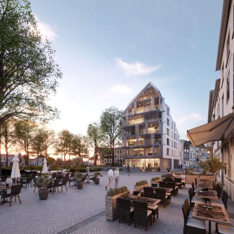 Een toekomstbeeld van het Newtongebouw.