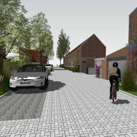 Een toekomstbeeld van de Kreefthoeveweg waarbij we gaan voor een duurzaam straatbeeld. 