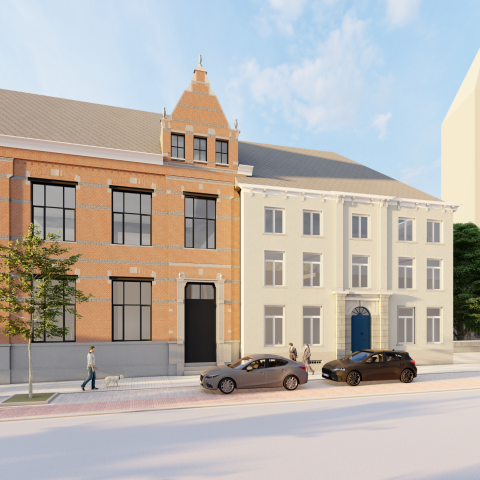 Een toekomstbeeld van de opgeknapte gevel van het klooster van Walem.