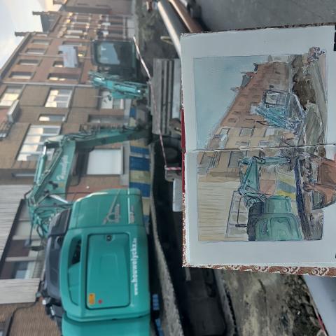 Paardenkerkhofstraat: schetsen tijdens de werken ©Sander Peli