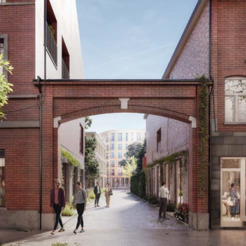 Toekomstbeeld Egmont. Zicht door de steeg die verbinding maakt met Hanswijkstraat