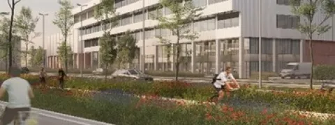 NMBS: render van Nieuw logistiek centrum voor de Centrale Werkplaatsen (CW)