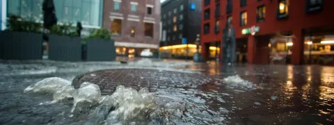 Wateroverlast op de Haverwerf.